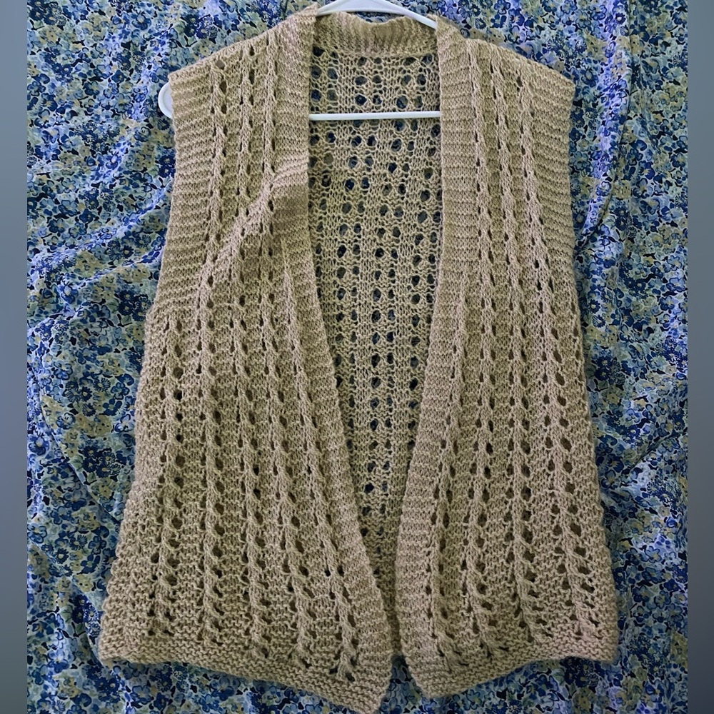 Tan Hand- knit vest